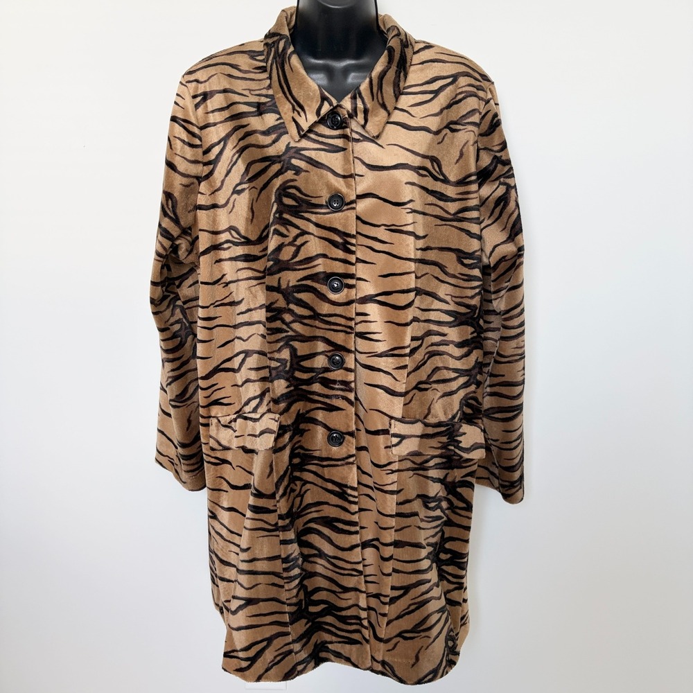 90s Jacket Tiger Stripe Animal Print Small Tan Black